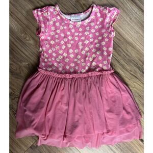 Hannah Andersson Pink Floral Tulle Tutu Dress Size 5 Short Sleeve Girl’s